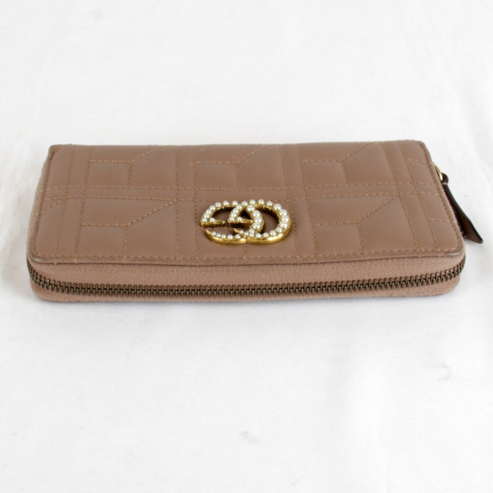 【価格改定】『USED』 
GUCCI グッチ 
 GGマーモント ラウンドジップ 443123・0959 長財布 
レザー ブラウン