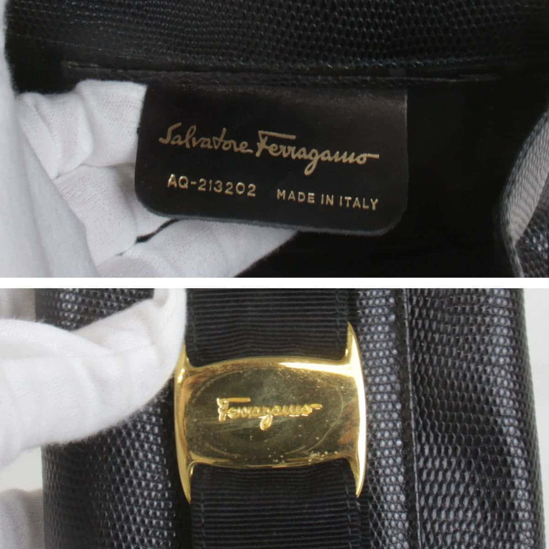 『USED』 
Salvatore Ferragamo フェラガモ 
 ヴァラチェーンショルダーバッグ ショルダーバッグ 
レザー ブラック