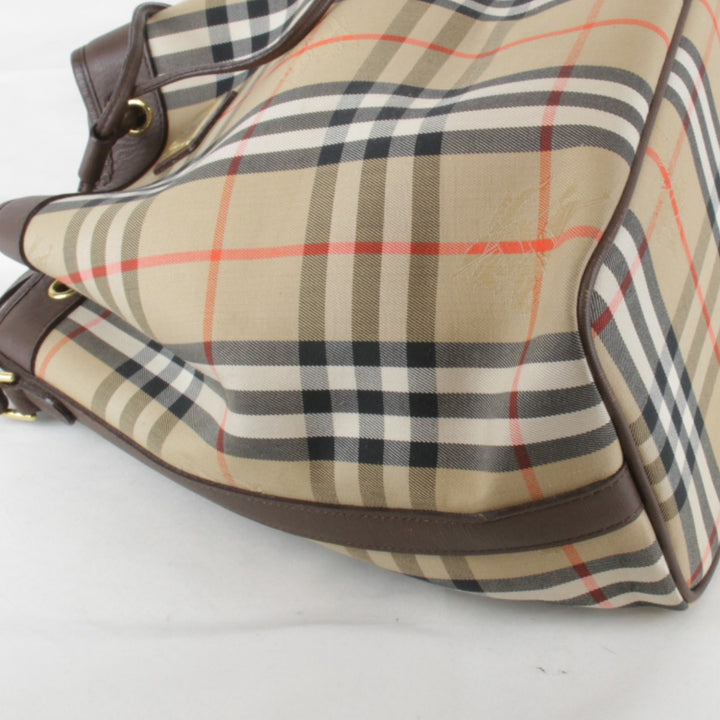 『USED』 
BURBERRY バーバリー 
 巾着 ノバチェック シャドーホース ショルダーバッグ 
PVC/レザー ブラウン