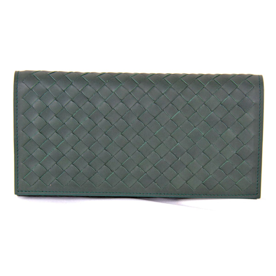美品『USED』 
BOTTEGAVENETA ボッテガヴェネタ 
 イントレチャート 長財布 
レザー ダークグリーン