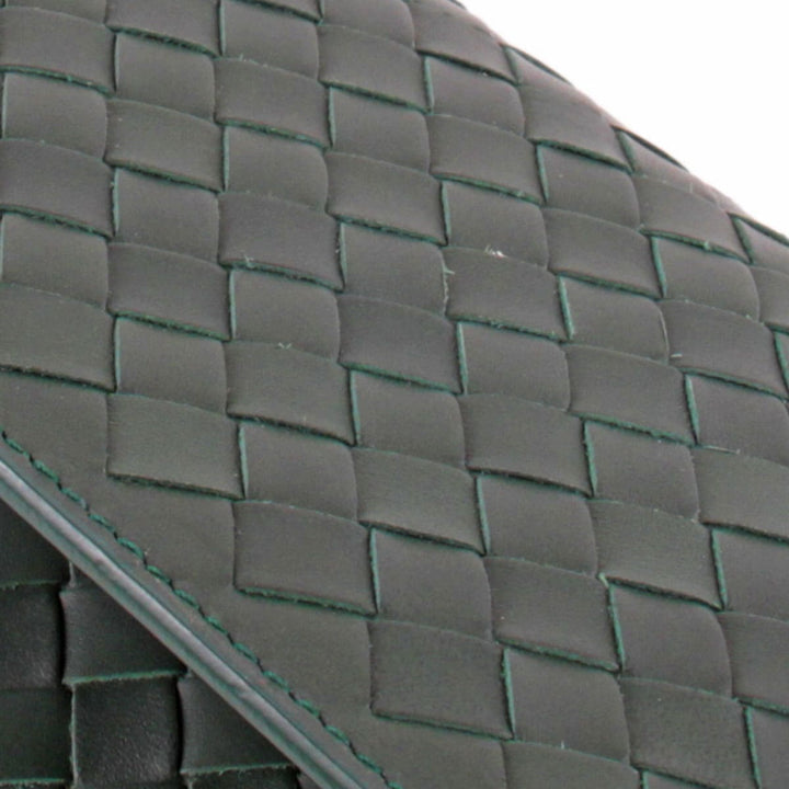 美品『USED』 
BOTTEGAVENETA ボッテガヴェネタ 
 イントレチャート 長財布 
レザー ダークグリーン