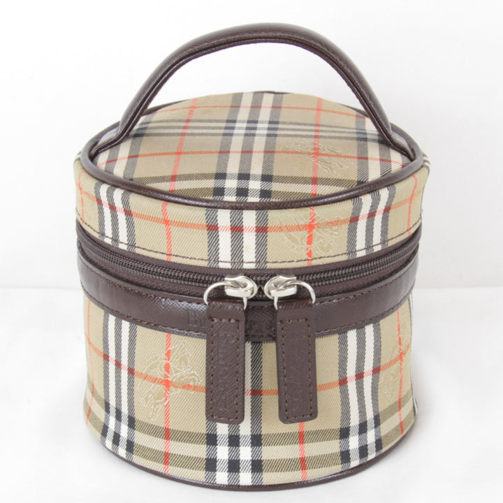 美品『USED』 
BURBERRY バーバリー 
 ノバチェック シャドーホース バニティ ポーチ 
キャンバス ベージュ