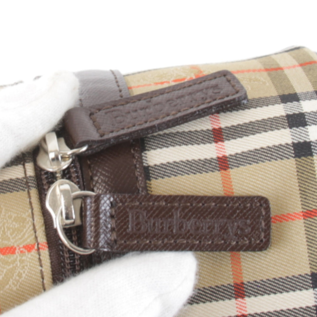 美品『USED』 
BURBERRY バーバリー 
 ノバチェック シャドーホース バニティ ポーチ 
キャンバス ベージュ