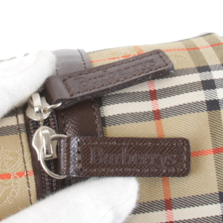 美品『USED』 
BURBERRY バーバリー 
 ノバチェック シャドーホース バニティ ポーチ 
キャンバス ベージュ