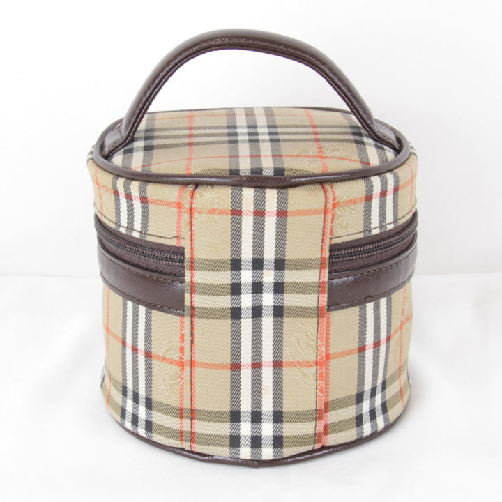 美品『USED』 
BURBERRY バーバリー 
 ノバチェック シャドーホース バニティ ポーチ 
キャンバス ベージュ