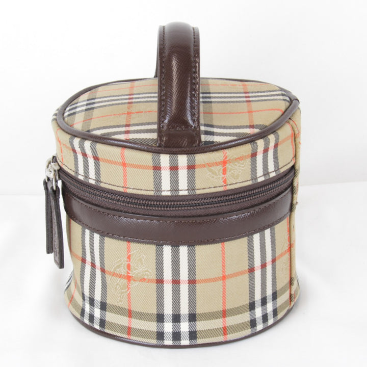 美品『USED』 
BURBERRY バーバリー 
 ノバチェック シャドーホース バニティ ポーチ 
キャンバス ベージュ