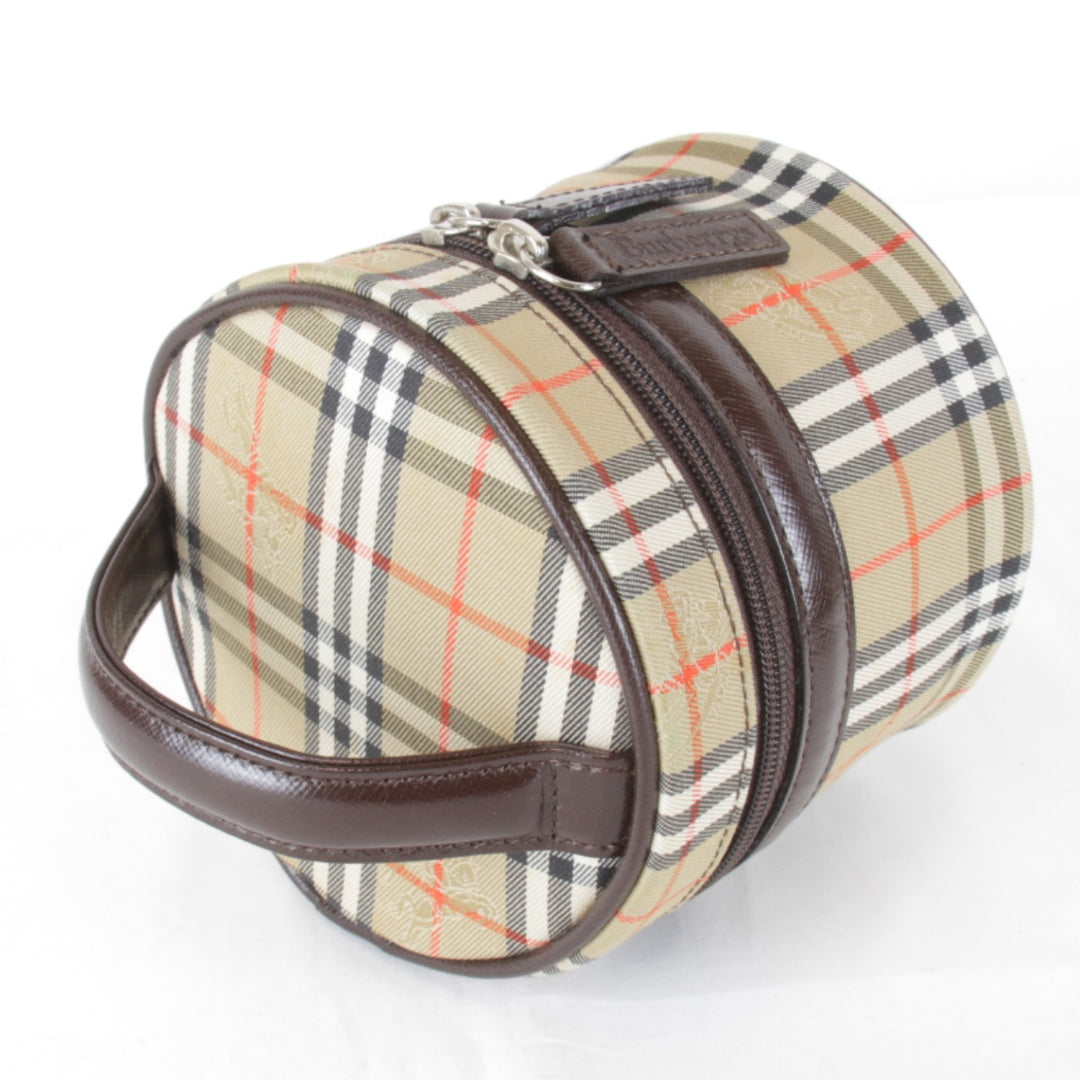 美品『USED』 
BURBERRY バーバリー 
 ノバチェック シャドーホース バニティ ポーチ 
キャンバス ベージュ