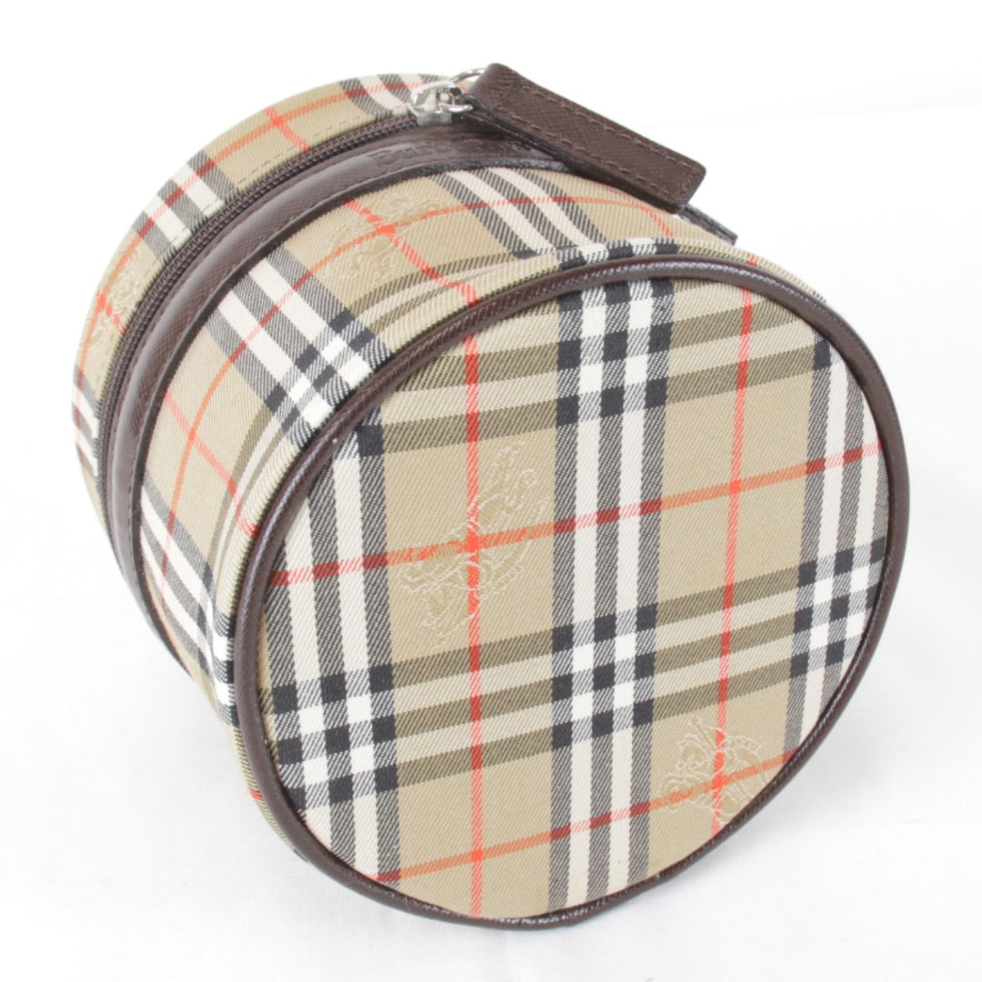 美品『USED』 
BURBERRY バーバリー 
 ノバチェック シャドーホース バニティ ポーチ 
キャンバス ベージュ