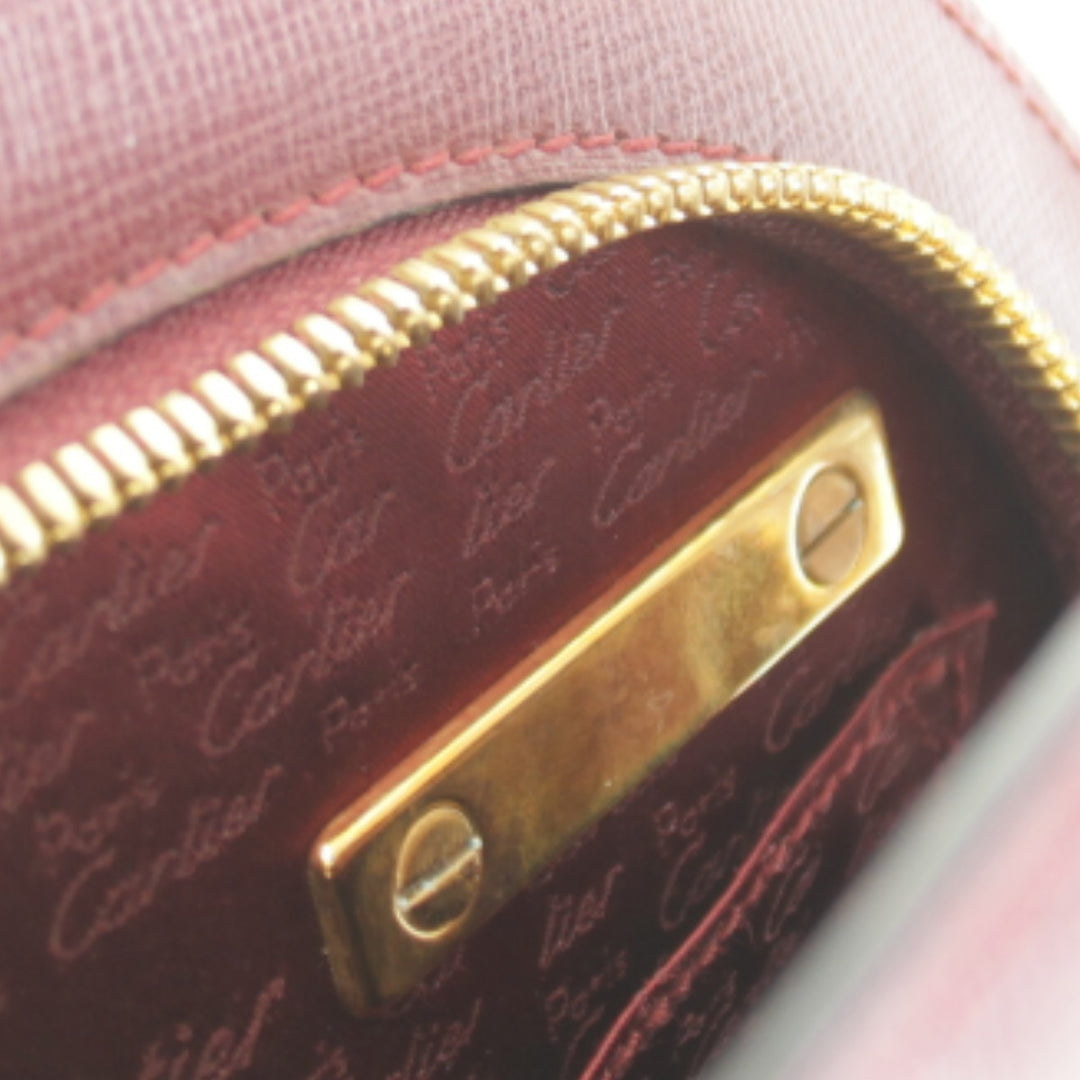良品『USED』 
CARTIER カルティエ 
 マストライン ミニ カード有 ハンドバッグ 
レザー ワインレッド