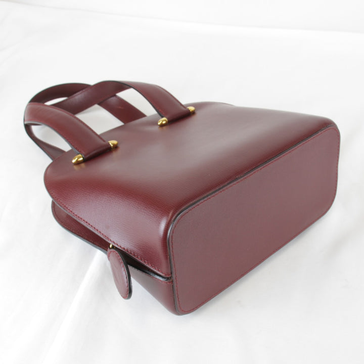 良品『USED』 
CARTIER カルティエ 
 マストライン ミニ カード有 ハンドバッグ 
レザー ワインレッド