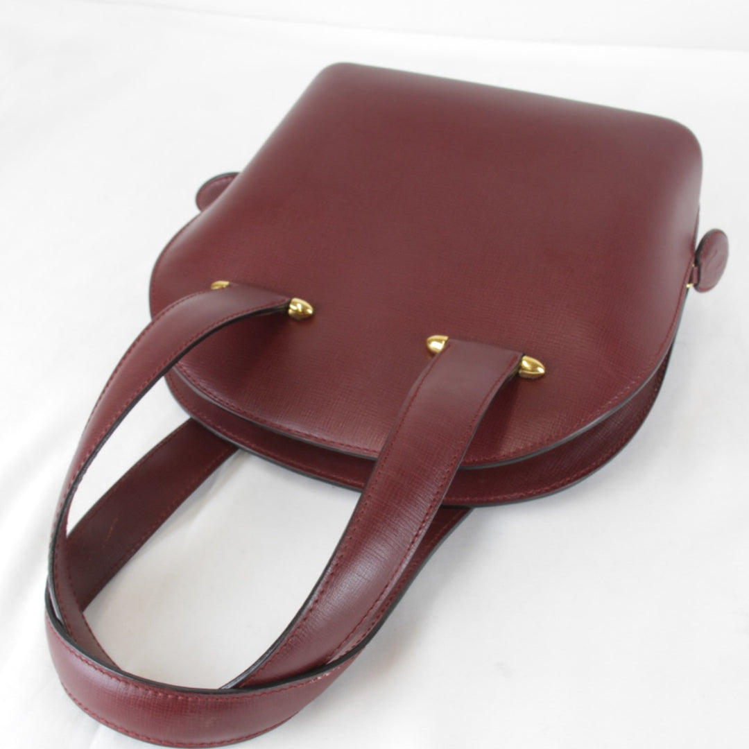良品『USED』 
CARTIER カルティエ 
 マストライン ミニ カード有 ハンドバッグ 
レザー ワインレッド