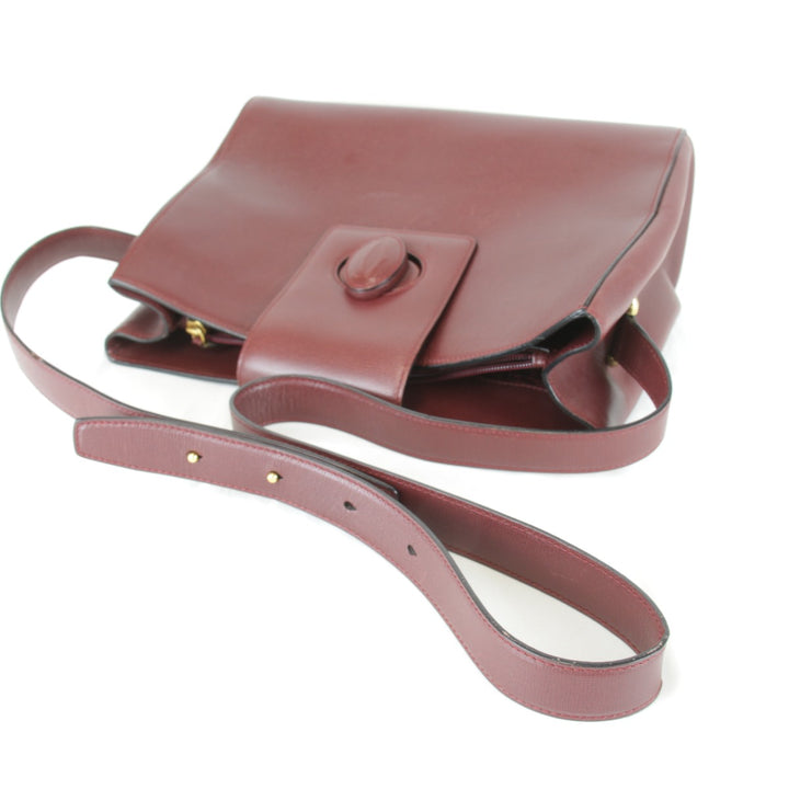 『USED』 
CARTIER カルティエ 
 マストライン ターンロック ショルダー カード有 ショルダーバッグ 
レザー ワインレッド