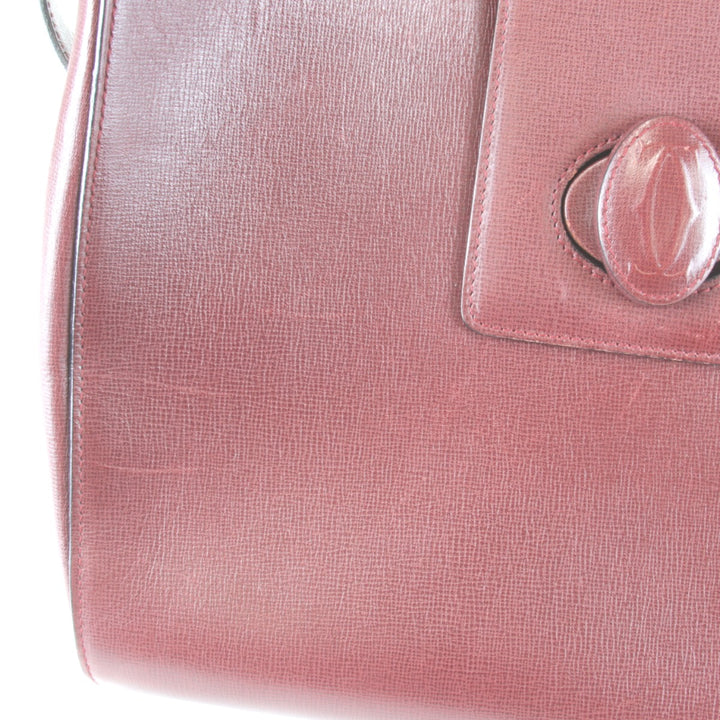 『USED』 
CARTIER カルティエ 
 マストライン ターンロック ショルダー カード有 ショルダーバッグ 
レザー ワインレッド