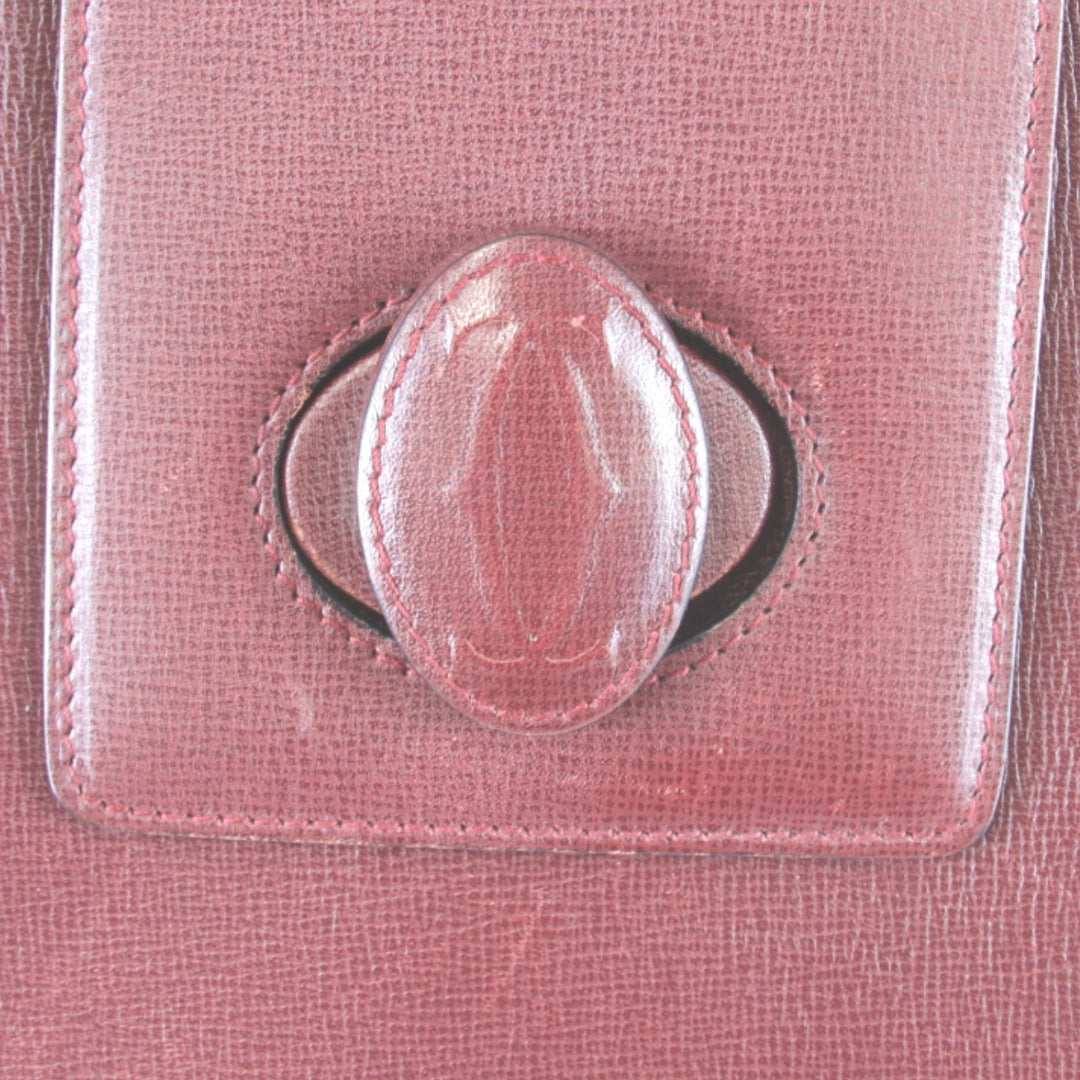 『USED』 
CARTIER カルティエ 
 マストライン ターンロック ショルダー カード有 ショルダーバッグ 
レザー ワインレッド