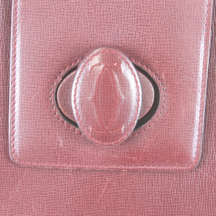 『USED』 
CARTIER カルティエ 
 マストライン ターンロック ショルダー カード有 ショルダーバッグ 
レザー ワインレッド