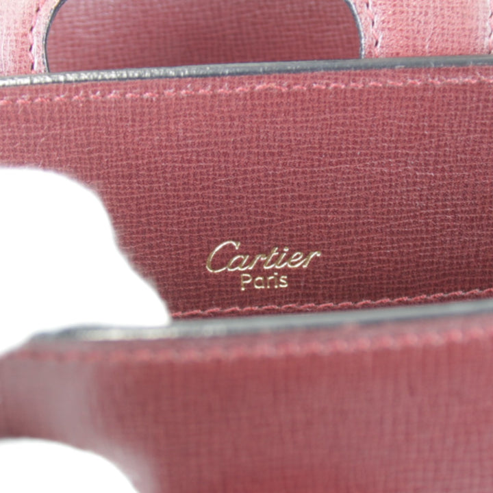 『USED』 
CARTIER カルティエ 
 マストライン ターンロック ショルダー カード有 ショルダーバッグ 
レザー ワインレッド