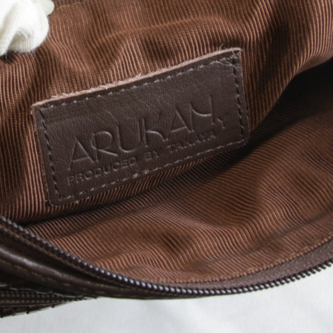 『USED』 
 
 ARUKAN 編み込み ショルダーバッグ 
レザー ブラウン