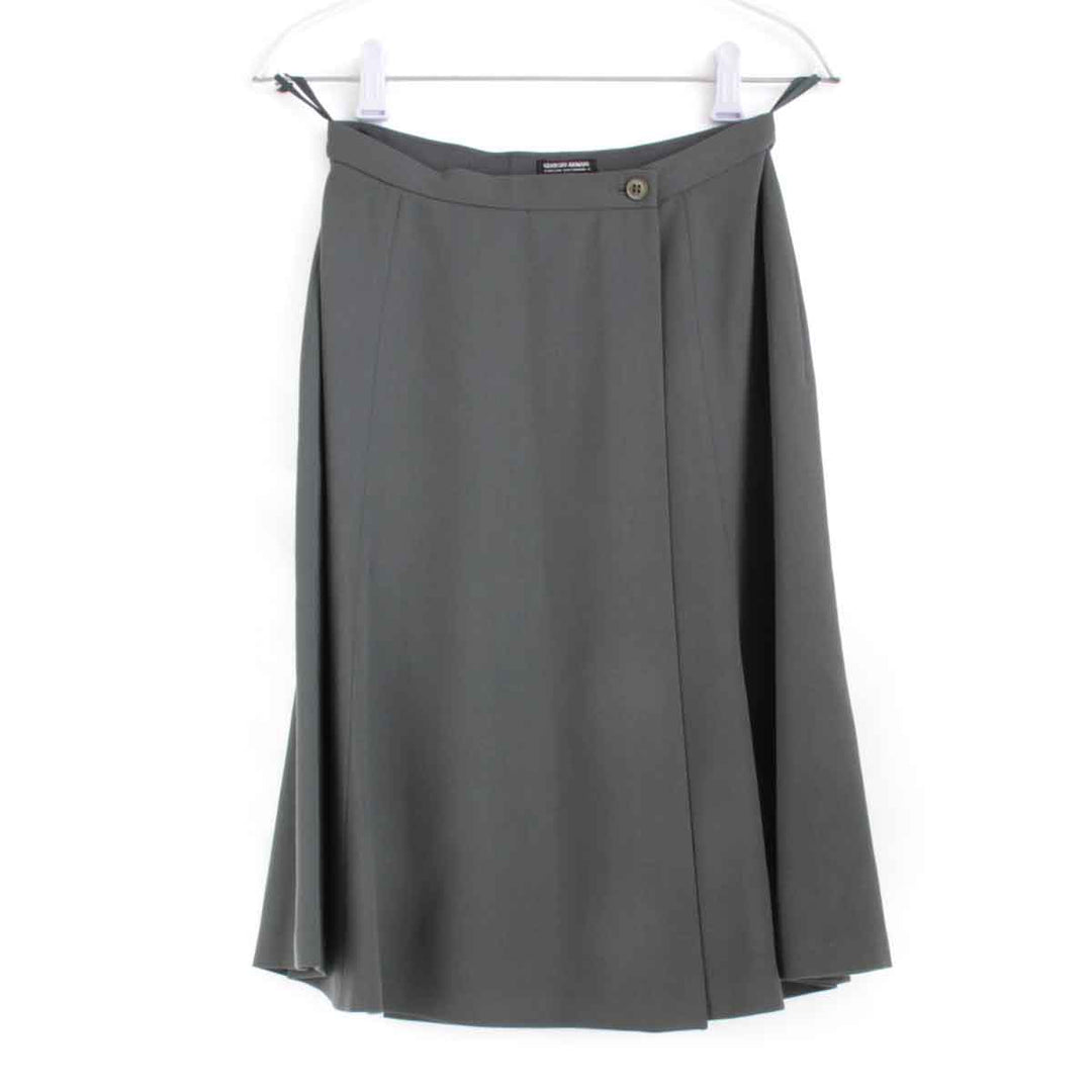 『USED』 
GIORGIO ARMANI ジョルジオアルマーニ 
 ジャケット＋ラップスカートセット セットアップ 
ウール/レーヨン グリーングレー