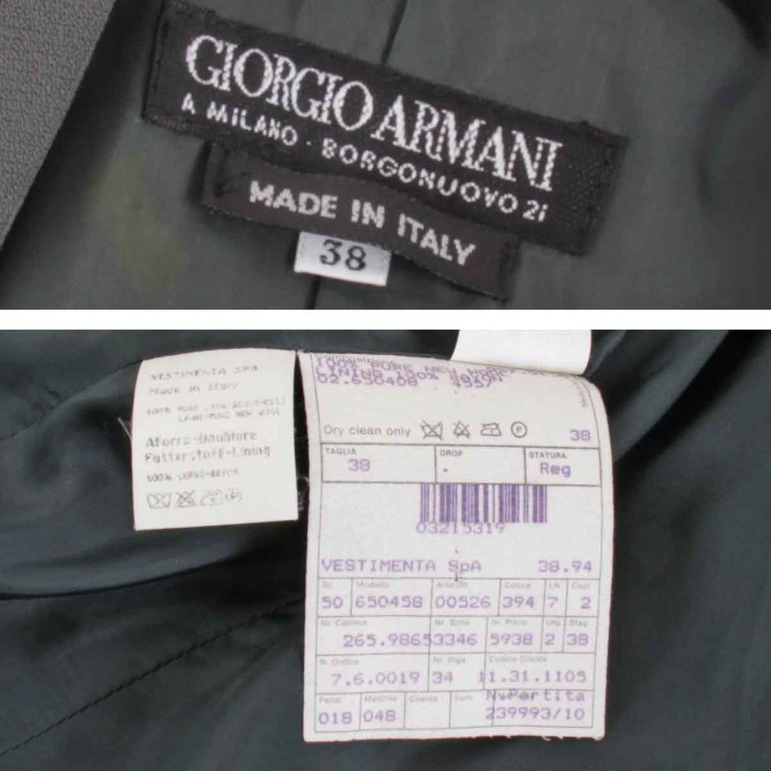 『USED』 
GIORGIO ARMANI ジョルジオアルマーニ 
 ジャケット＋ラップスカートセット セットアップ 
ウール/レーヨン グリーングレー