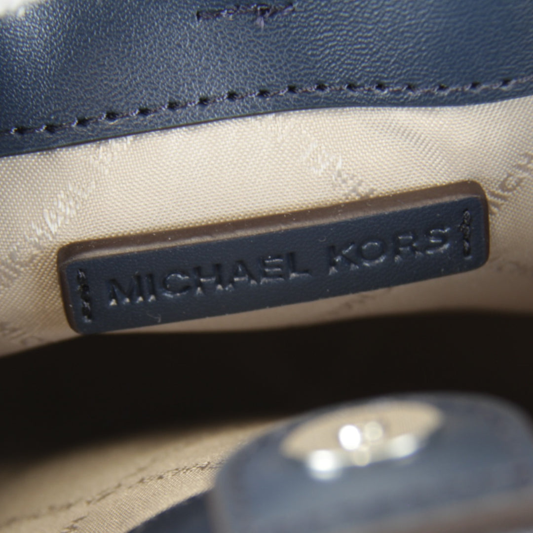 極美品『USED』 
Michael Kors マイケルコース 
 MKシグネチャー ショルダーバッグ 
キャンバス/レザー ブルー