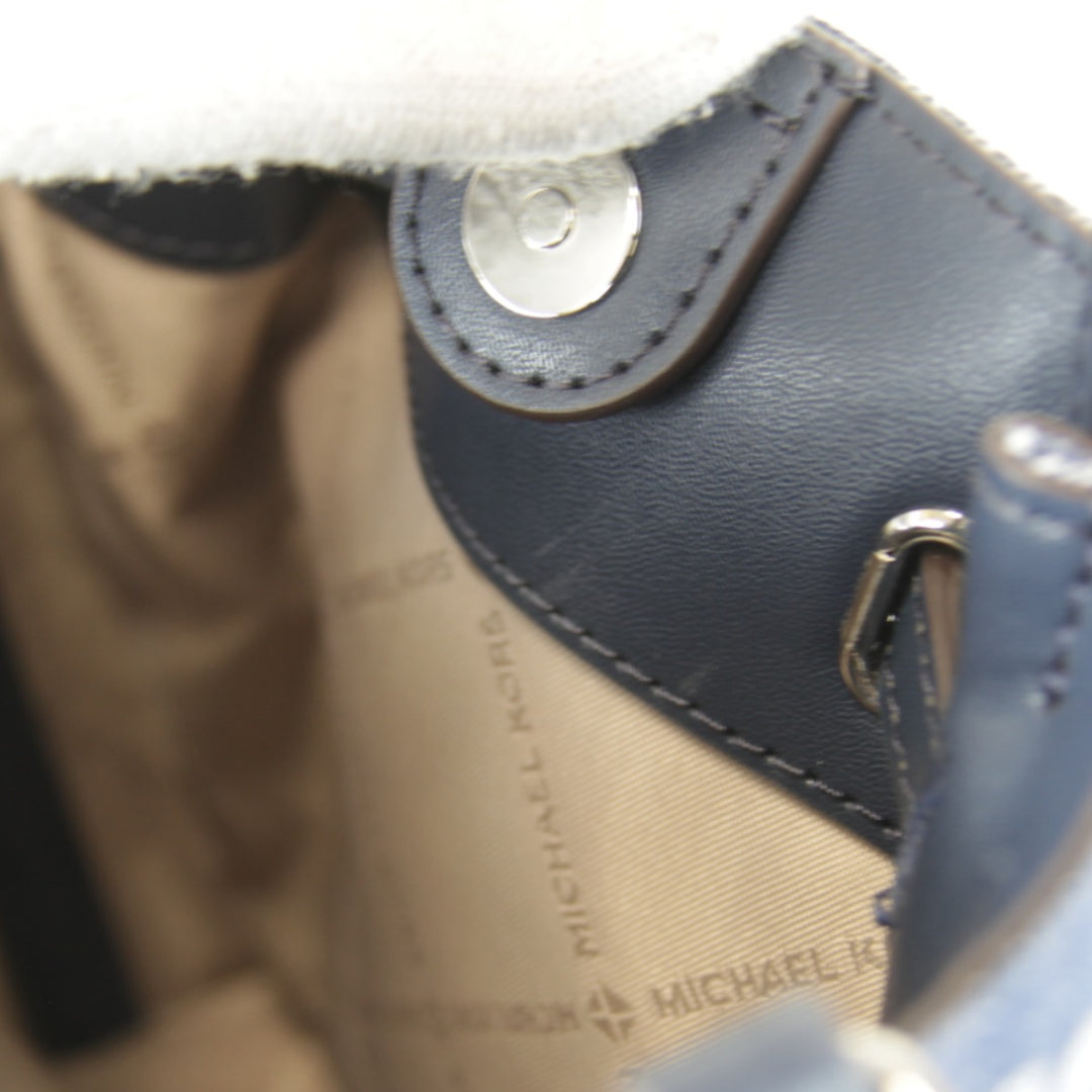 極美品『USED』 
Michael Kors マイケルコース 
 MKシグネチャー ショルダーバッグ 
キャンバス/レザー ブルー