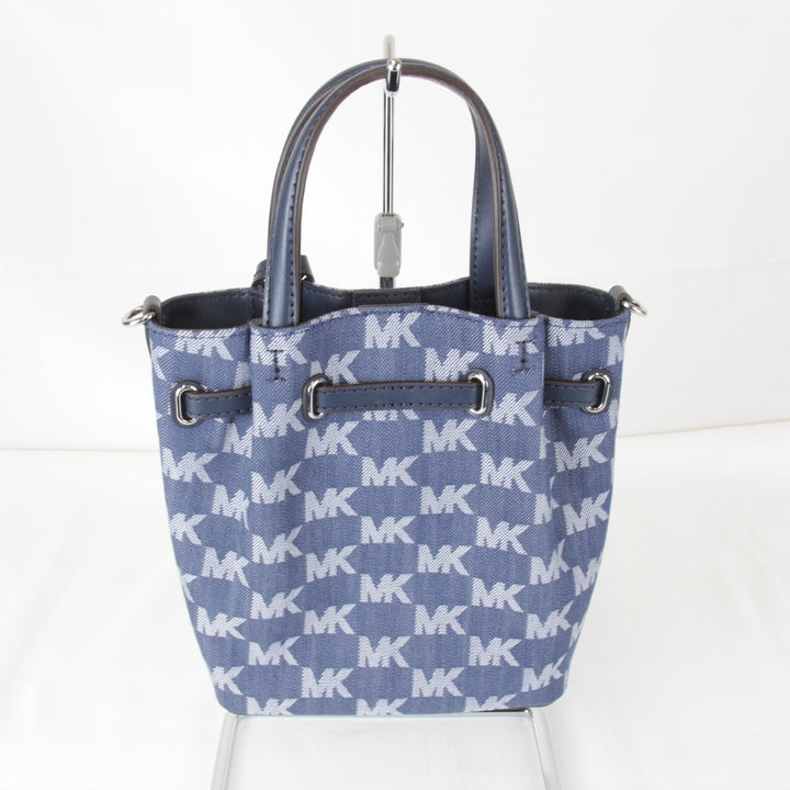 極美品『USED』 
Michael Kors マイケルコース 
 MKシグネチャー ショルダーバッグ 
キャンバス/レザー ブルー