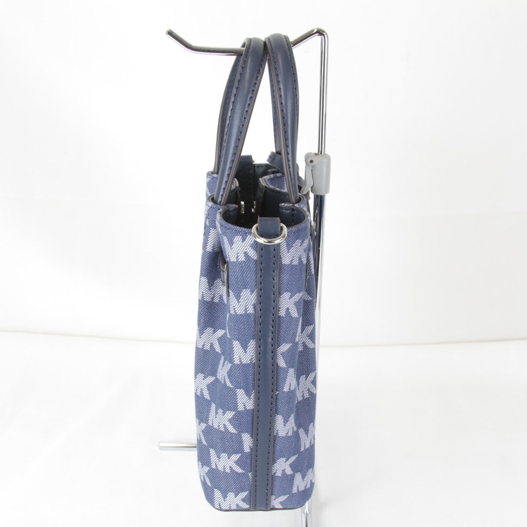 極美品『USED』 
Michael Kors マイケルコース 
 MKシグネチャー ショルダーバッグ 
キャンバス/レザー ブルー