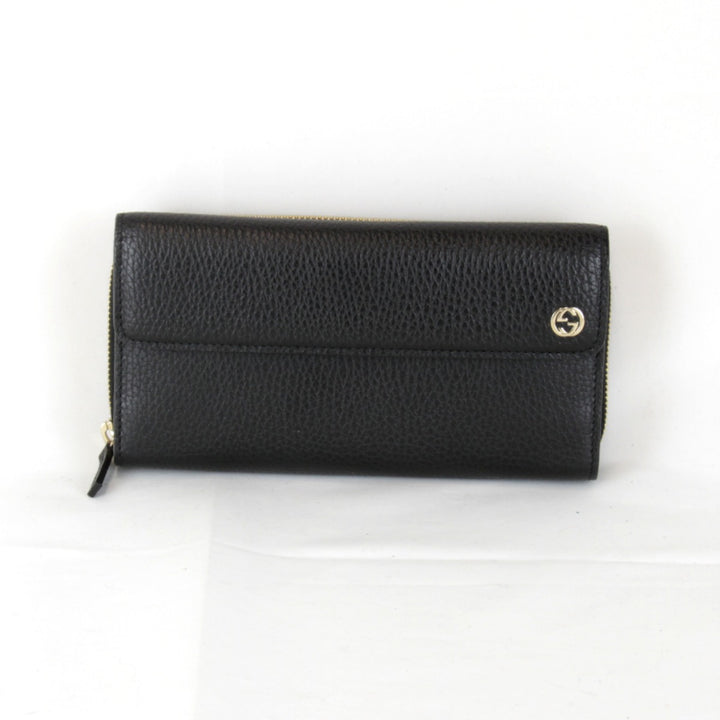 【価格改定】美品『USED』 
GUCCI グッチ 
 インターロッキングG 449397・1147 長財布 
レザー ブラック