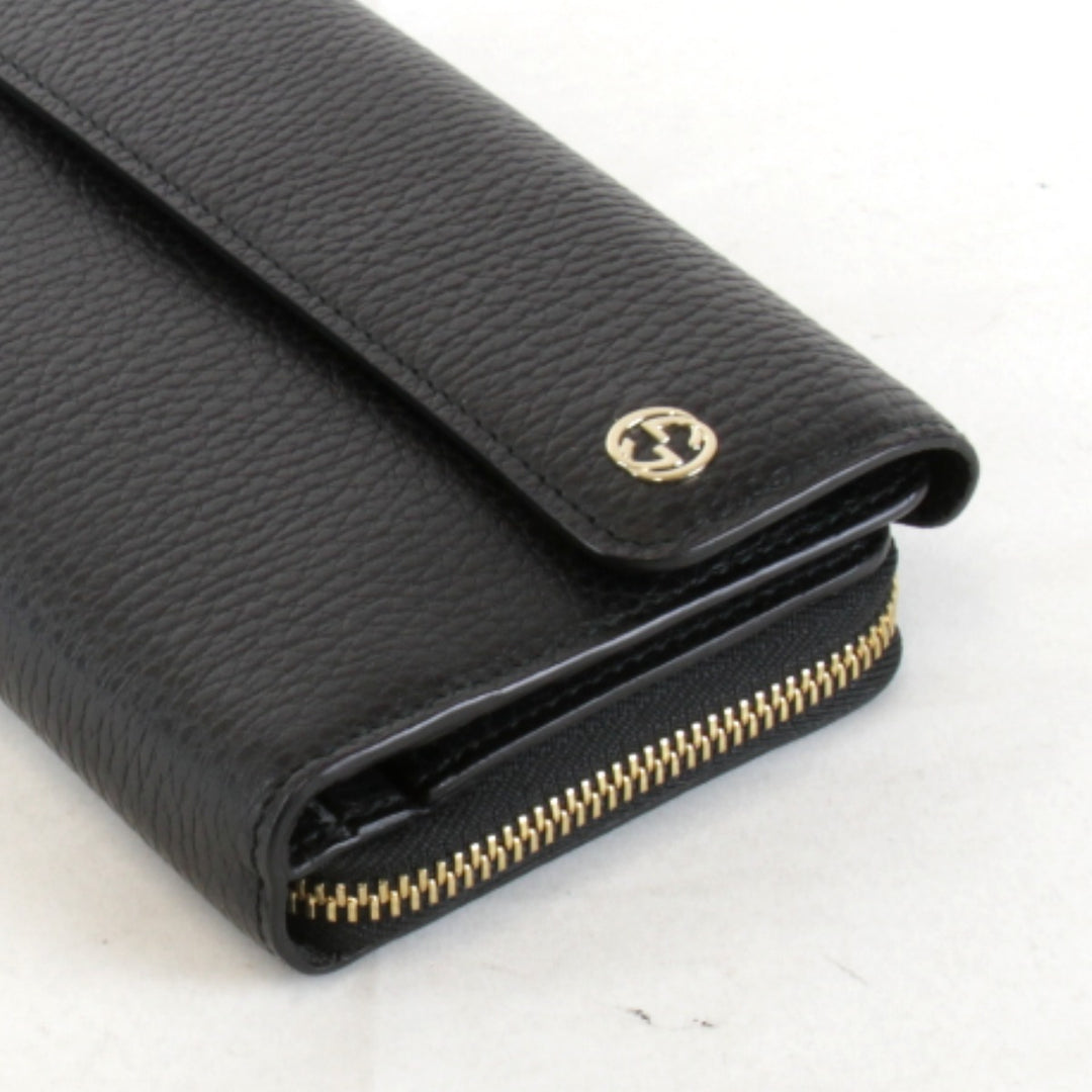 【価格改定】美品『USED』 
GUCCI グッチ 
 インターロッキングG 449397・1147 長財布 
レザー ブラック