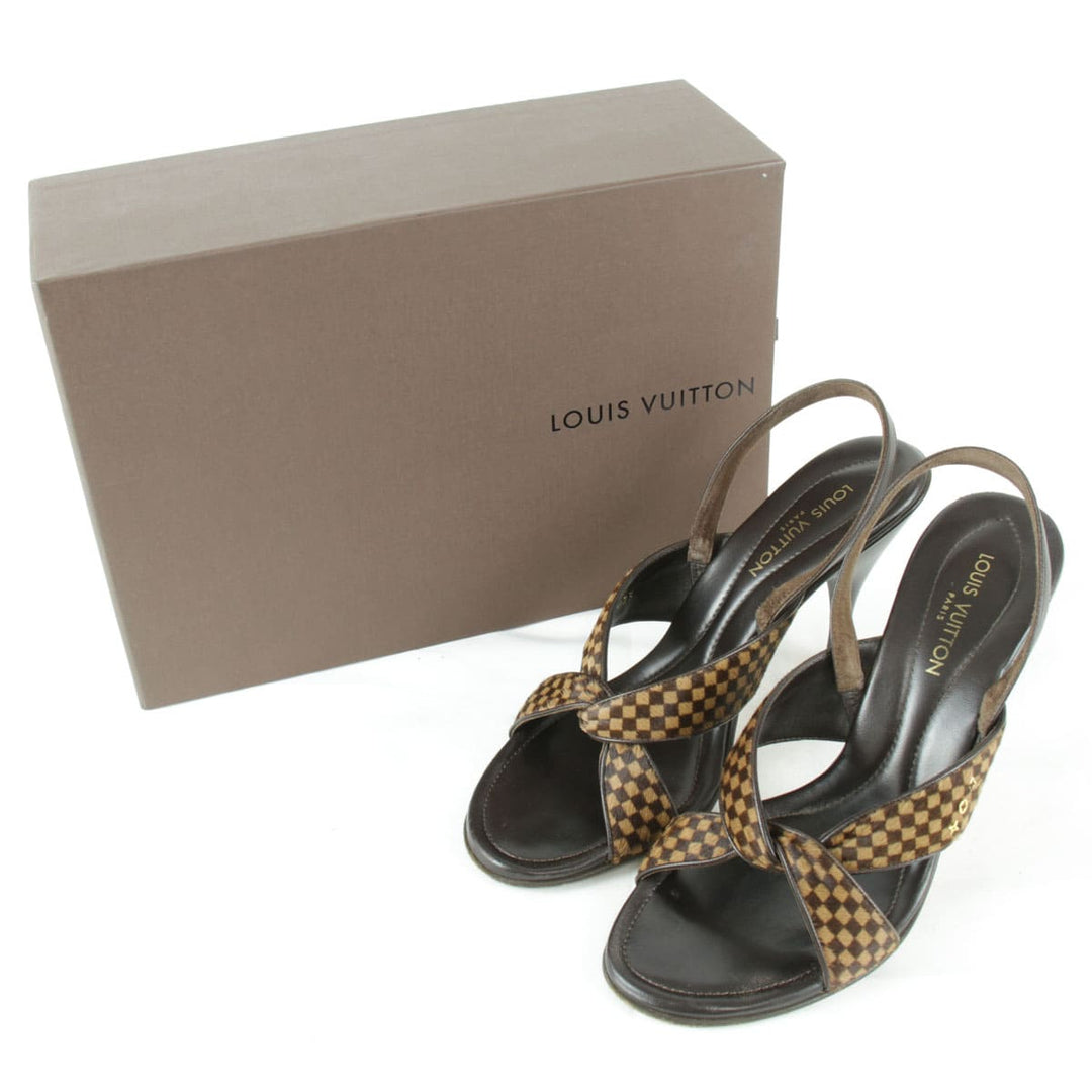 『USED』 
LOUIS VUITTON ルイ・ヴィトン 
 ダミエ ソバージュ ミュール 
ハラコ/レザー  ブラウン