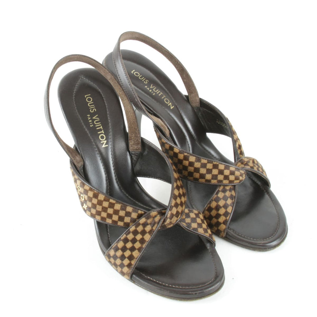 『USED』 
LOUIS VUITTON ルイ・ヴィトン 
 ダミエ ソバージュ ミュール 
ハラコ/レザー  ブラウン