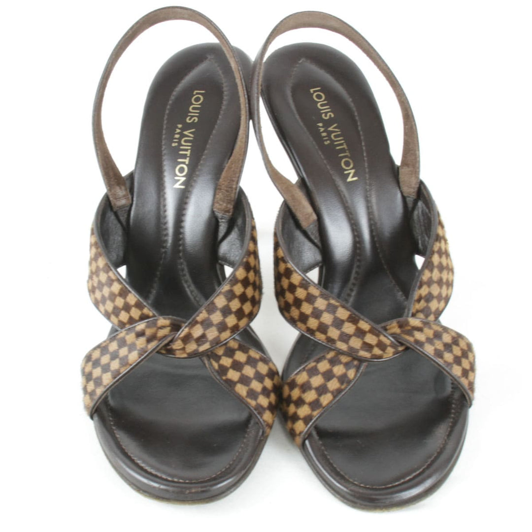 『USED』 
LOUIS VUITTON ルイ・ヴィトン 
 ダミエ ソバージュ ミュール 
ハラコ/レザー  ブラウン