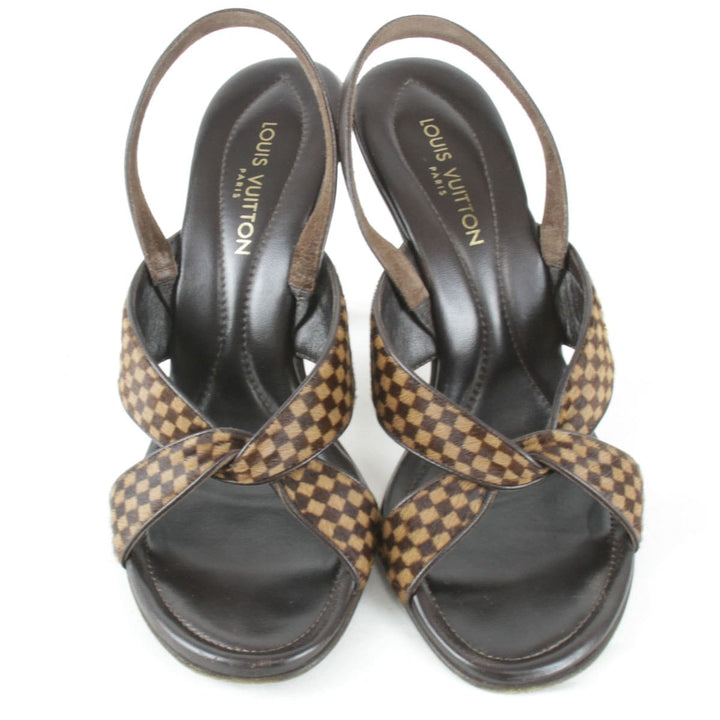 『USED』 
LOUIS VUITTON ルイ・ヴィトン 
 ダミエ ソバージュ ミュール 
ハラコ/レザー  ブラウン