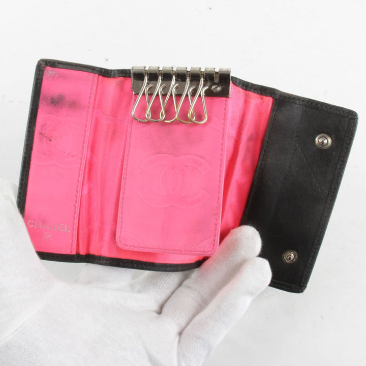 『USED』 
CHANEL シャネル 
 カンボンライン キーケース 
レザー ブラック×ホワイト