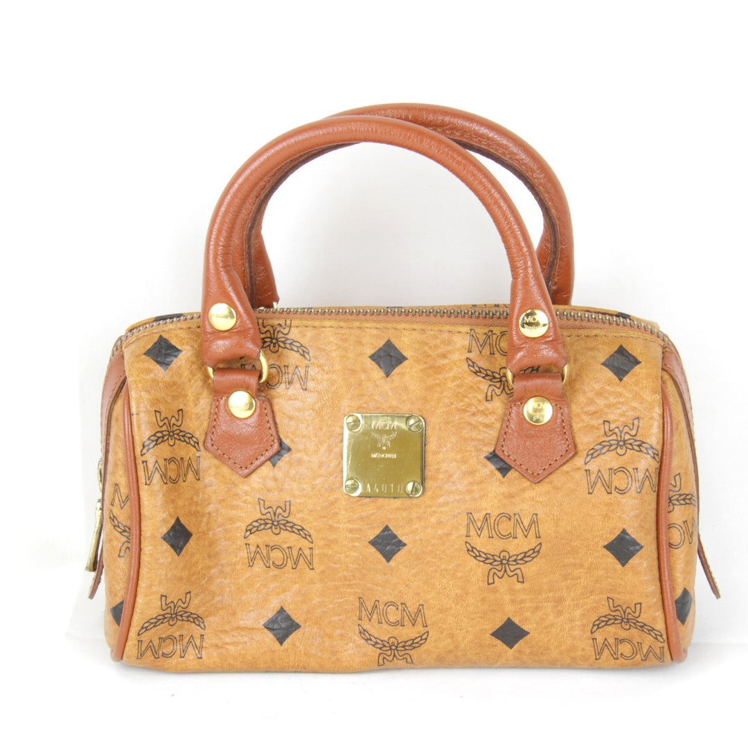 良品『USED』 
MCM エム・シー・エム 
 ヴィセトス A4010 ミニボストンバッグ 
レザー ブラウン