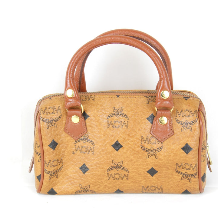 良品『USED』 
MCM エム・シー・エム 
 ヴィセトス A4010 ミニボストンバッグ 
レザー ブラウン