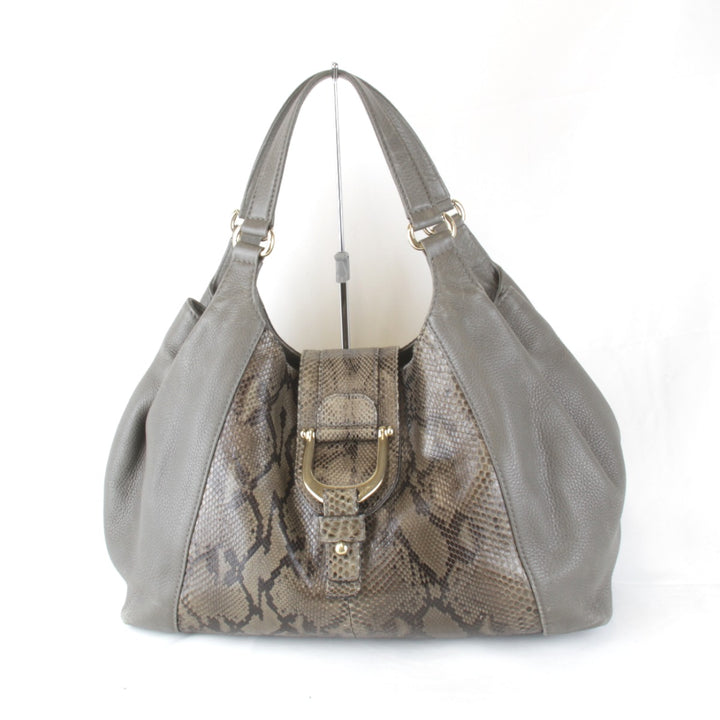 良品『USED』 
GUCCI グッチ 
 268747・493075 ハンドバッグ 
パイソン/レザー グレー