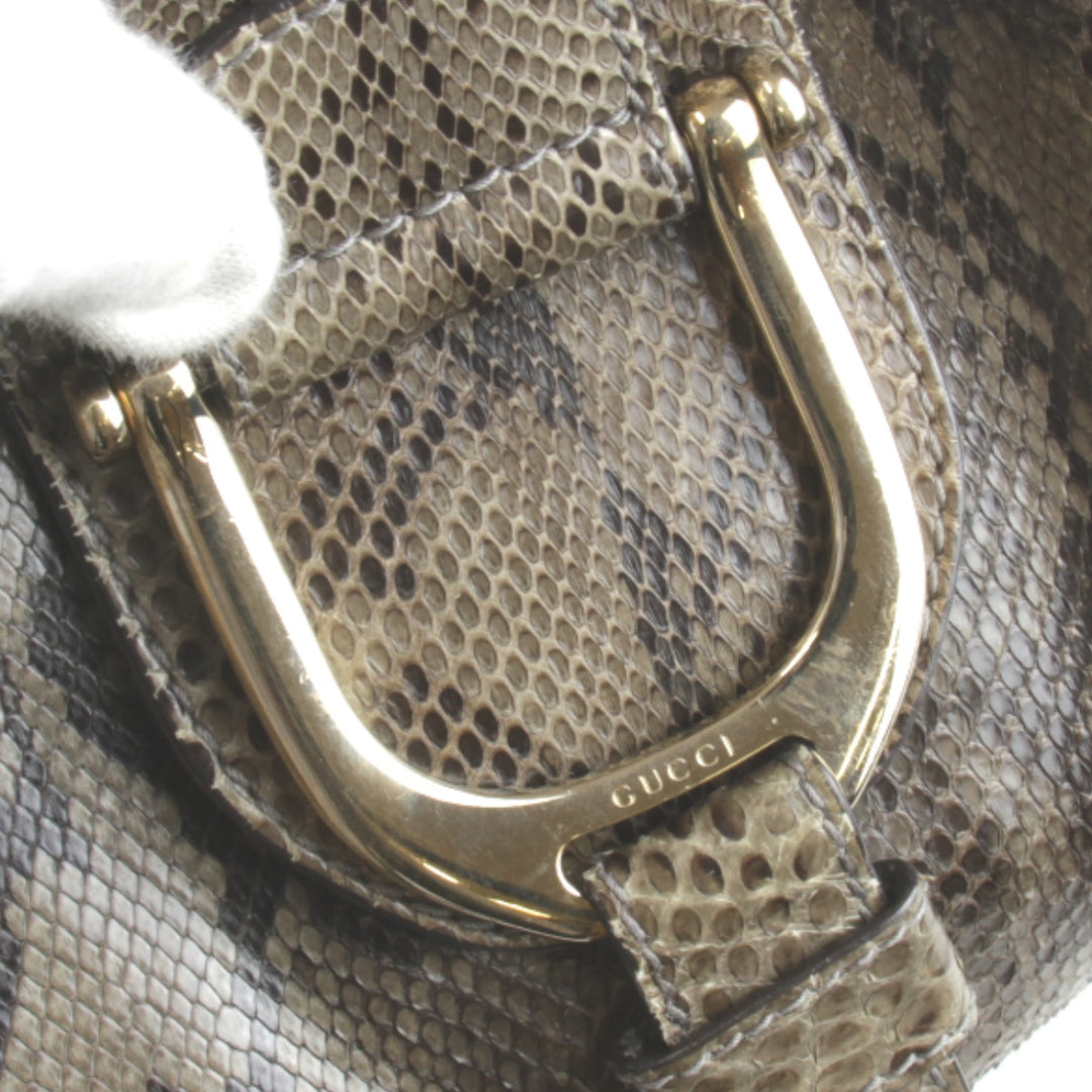 良品『USED』 
GUCCI グッチ 
 268747・493075 ハンドバッグ 
パイソン/レザー グレー