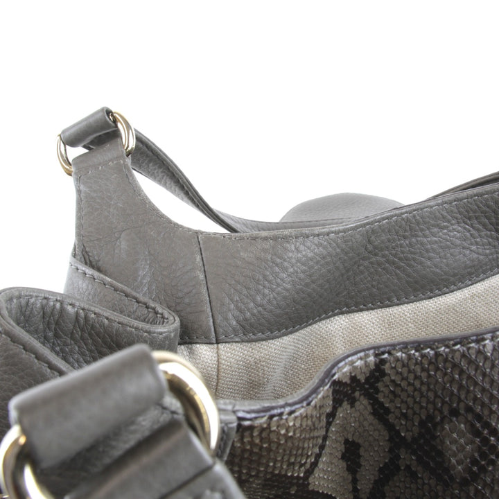良品『USED』 
GUCCI グッチ 
 268747・493075 ハンドバッグ 
パイソン/レザー グレー