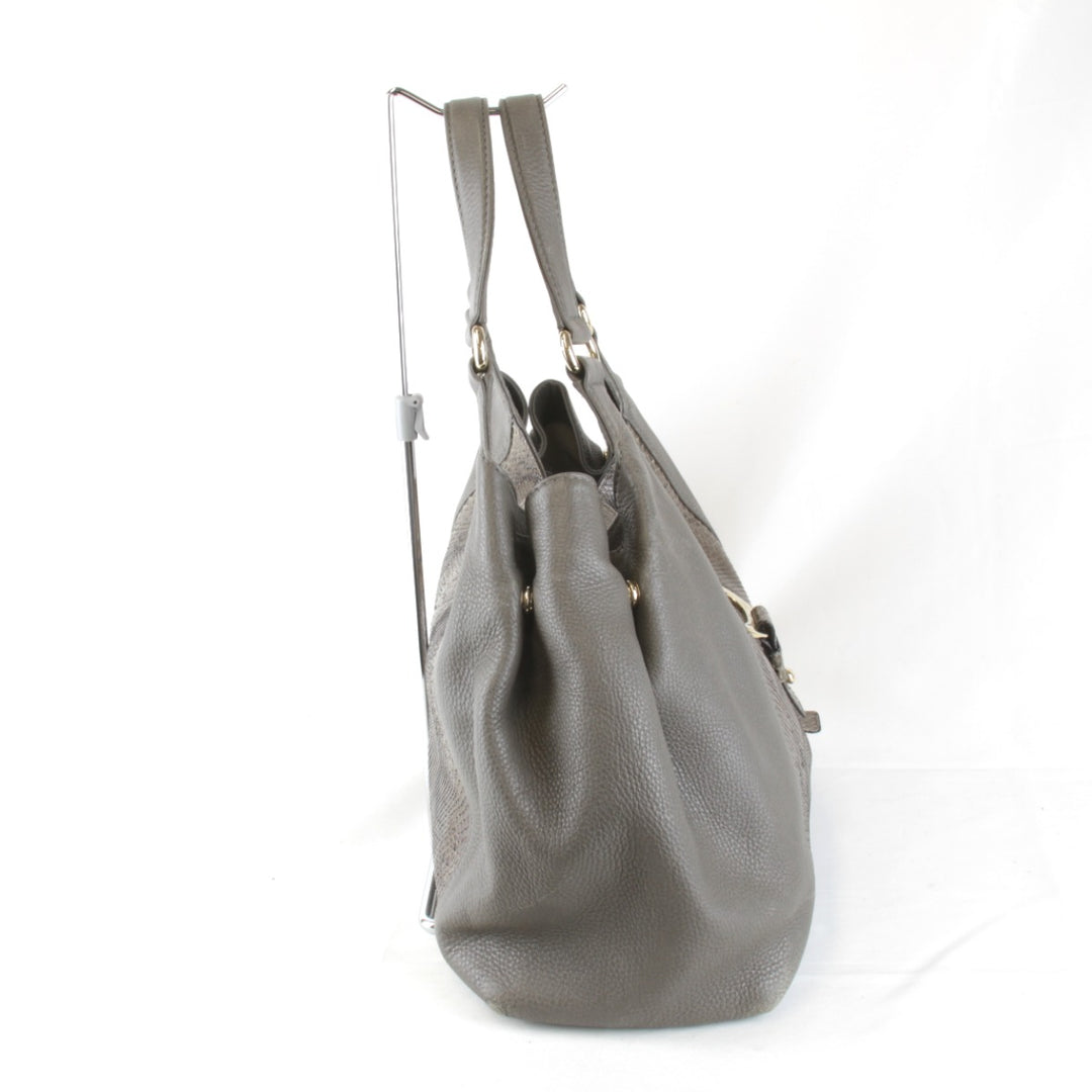 良品『USED』 
GUCCI グッチ 
 268747・493075 ハンドバッグ 
パイソン/レザー グレー