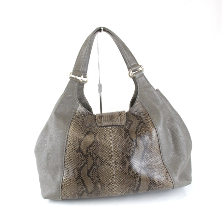 良品『USED』 
GUCCI グッチ 
 268747・493075 ハンドバッグ 
パイソン/レザー グレー