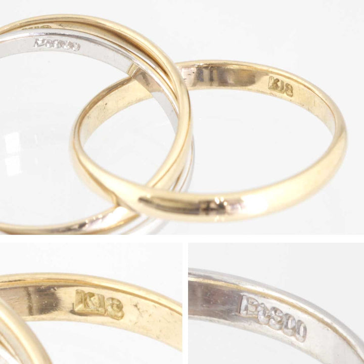 美品『USED』 K18/Pt900  
 3連リング リング・指輪
 5.9g