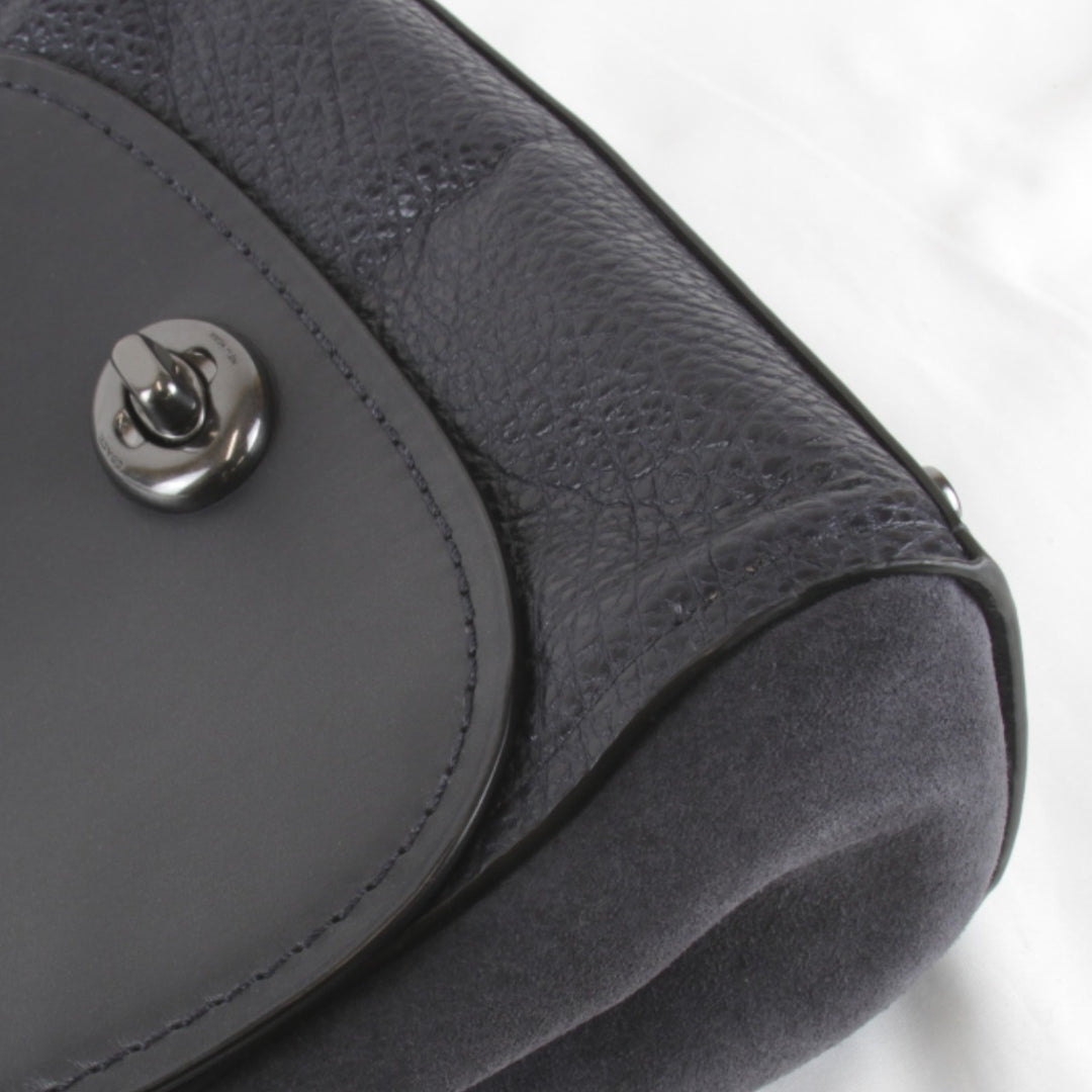 美品『USED』 
COACH コーチ 
 F22349 チェーン ショルダーバッグ 
レザー/スウェード ネイビー