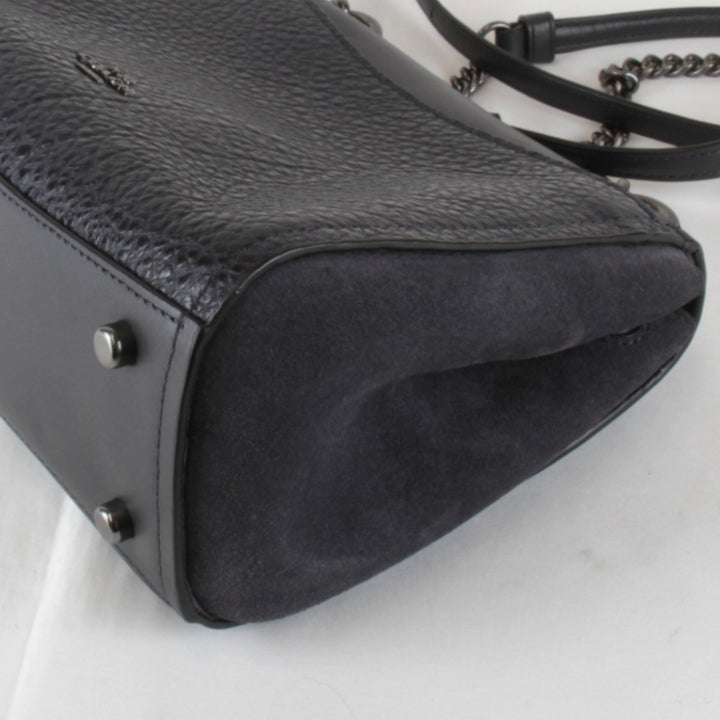美品『USED』 
COACH コーチ 
 F22349 チェーン ショルダーバッグ 
レザー/スウェード ネイビー