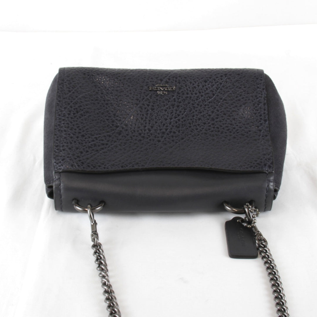 美品『USED』 
COACH コーチ 
 F22349 チェーン ショルダーバッグ 
レザー/スウェード ネイビー