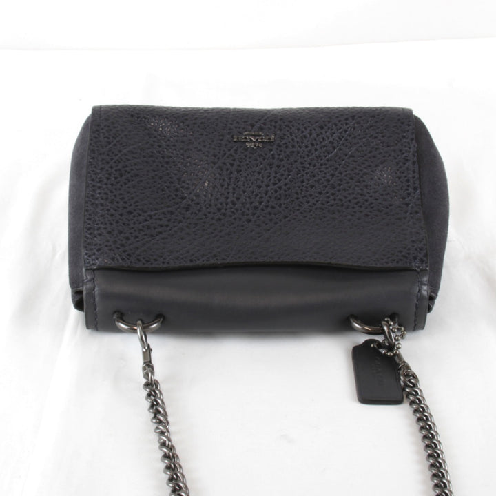 美品『USED』 
COACH コーチ 
 F22349 チェーン ショルダーバッグ 
レザー/スウェード ネイビー