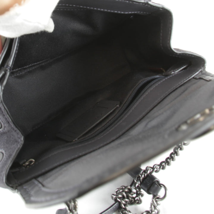 美品『USED』 
COACH コーチ 
 F22349 チェーン ショルダーバッグ 
レザー/スウェード ネイビー