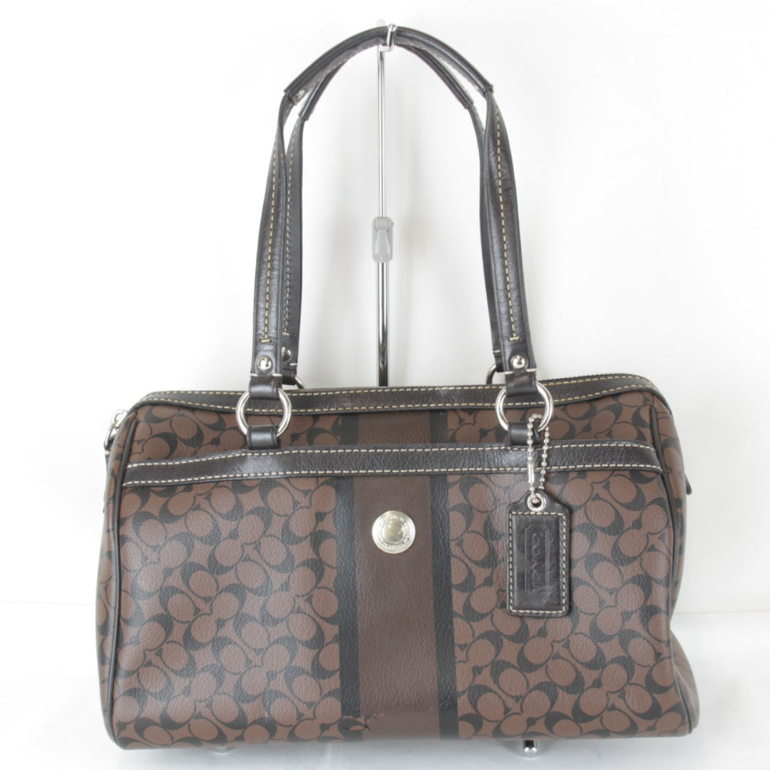 『USED』 
COACH コーチ 
 シグネチャー F15132 ミニボストンバッグ 
レザー ブラウン