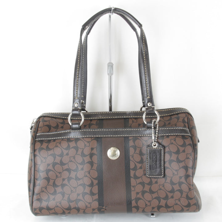 『USED』 
COACH コーチ 
 シグネチャー F15132 ミニボストンバッグ 
レザー ブラウン