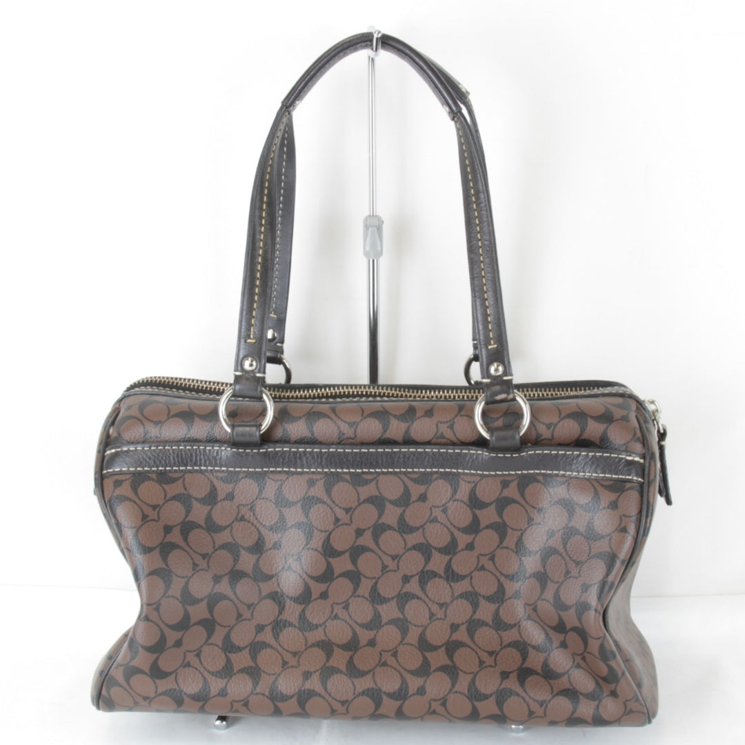 『USED』 
COACH コーチ 
 シグネチャー F15132 ミニボストンバッグ 
レザー ブラウン